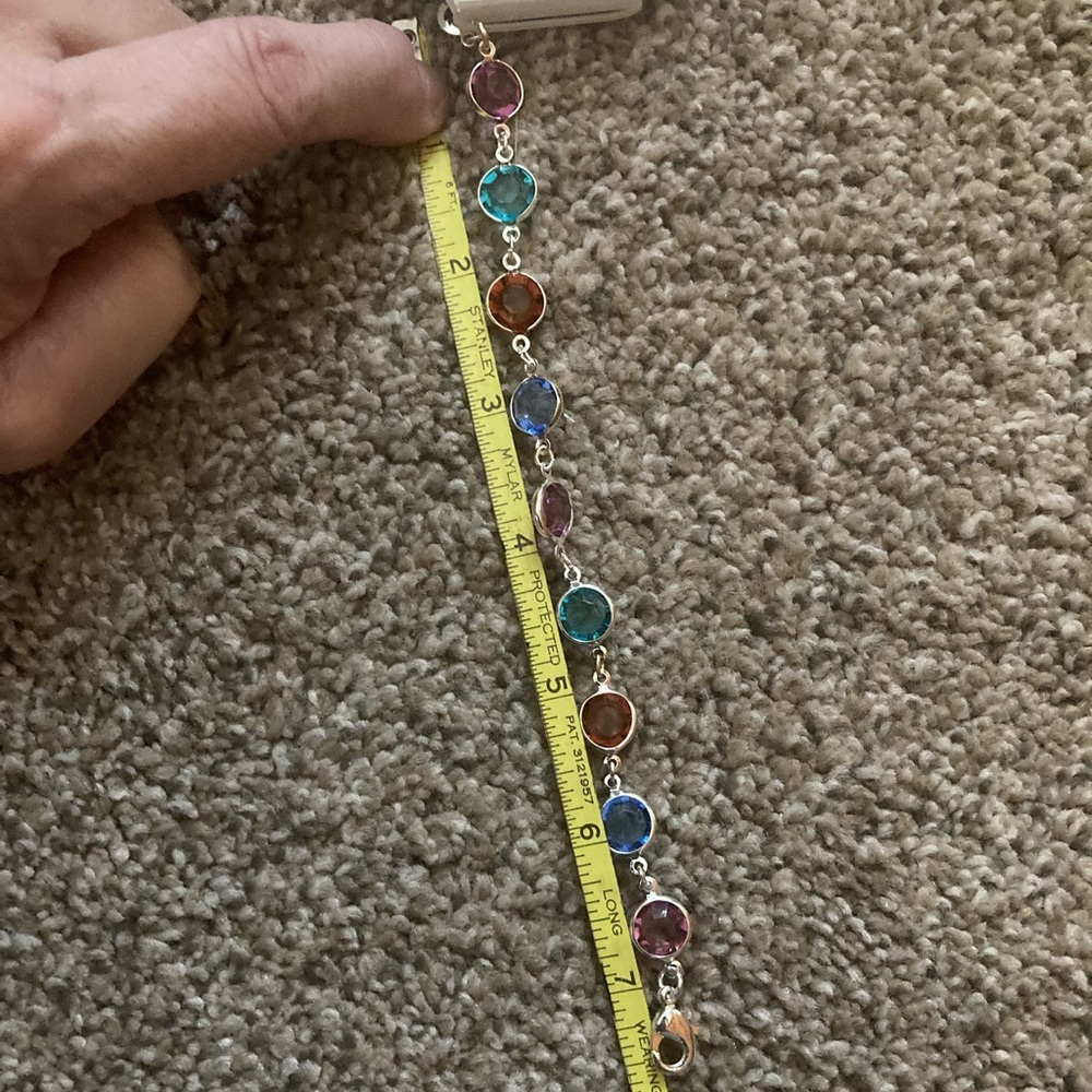 Gloria Vanderbilt Silver Necklace and matching bracelet Blue and Pink - Picture 6 of 8